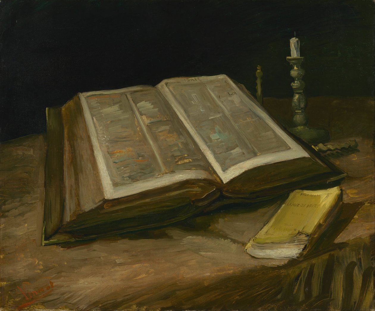 Asetelma ja Raamattu tekijältä Vincent van Gogh