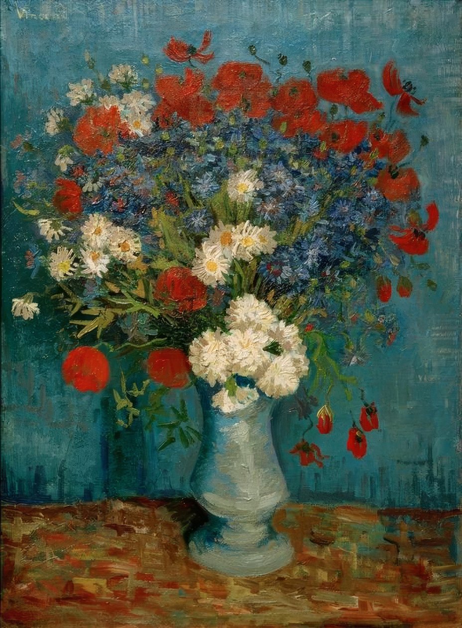 Stillleben: Vase mit Kornblumen und Mohnblumen tekijältä Vincent van Gogh