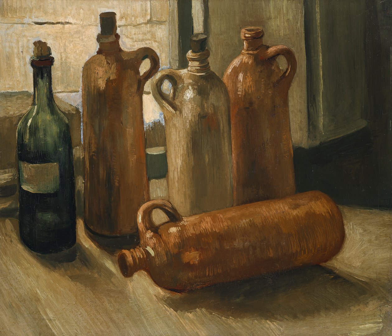 Asetelma viiden pullon kanssa tekijältä Vincent van Gogh