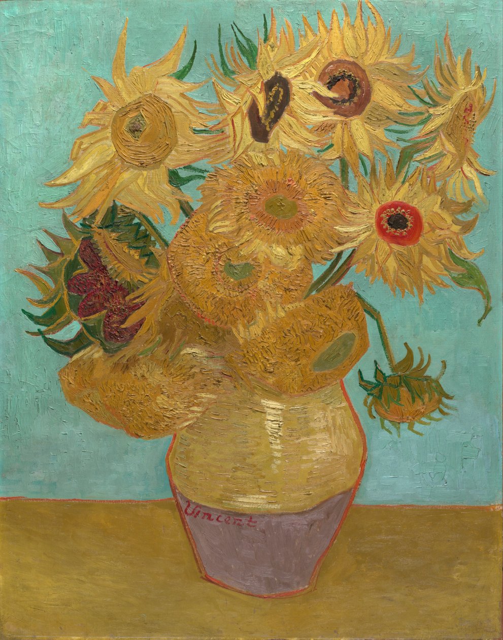 Auringonkukat / Maljakko, jossa on kaksitoista auringonkukkaa tekijältä Vincent van Gogh