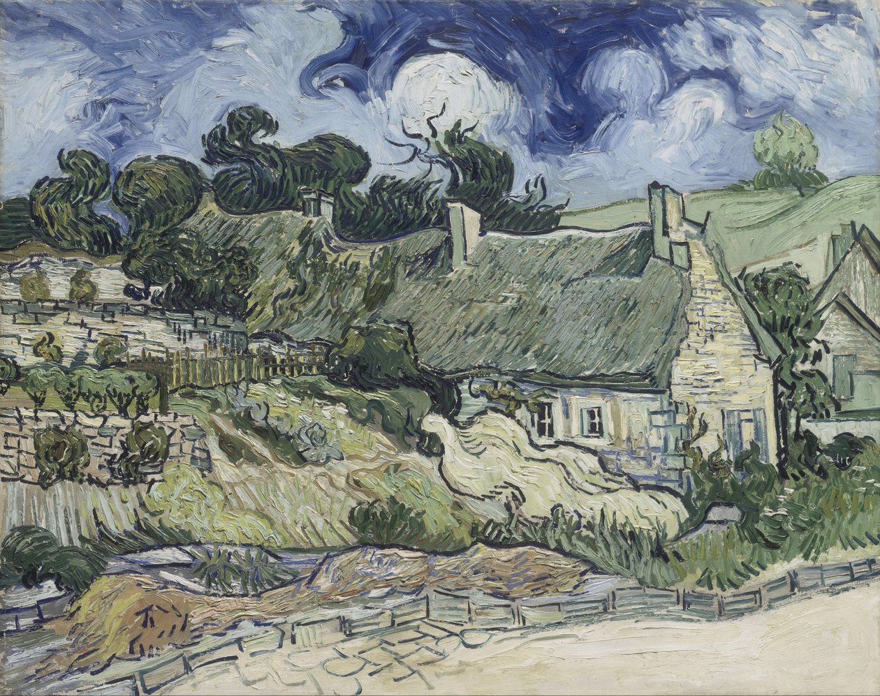 Olkikattoiset mökit Cordevillessä, 1890 tekijältä Vincent van Gogh