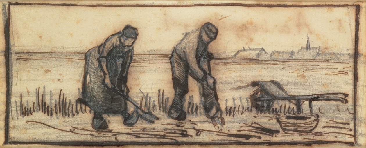 Perunasato, neljän vuodenaikaa edustavan neljän piirustuksen sarjasta (lyijykynä, kynä ja ruskea muste paperille) (katso myös 61643-5) tekijältä Vincent van Gogh