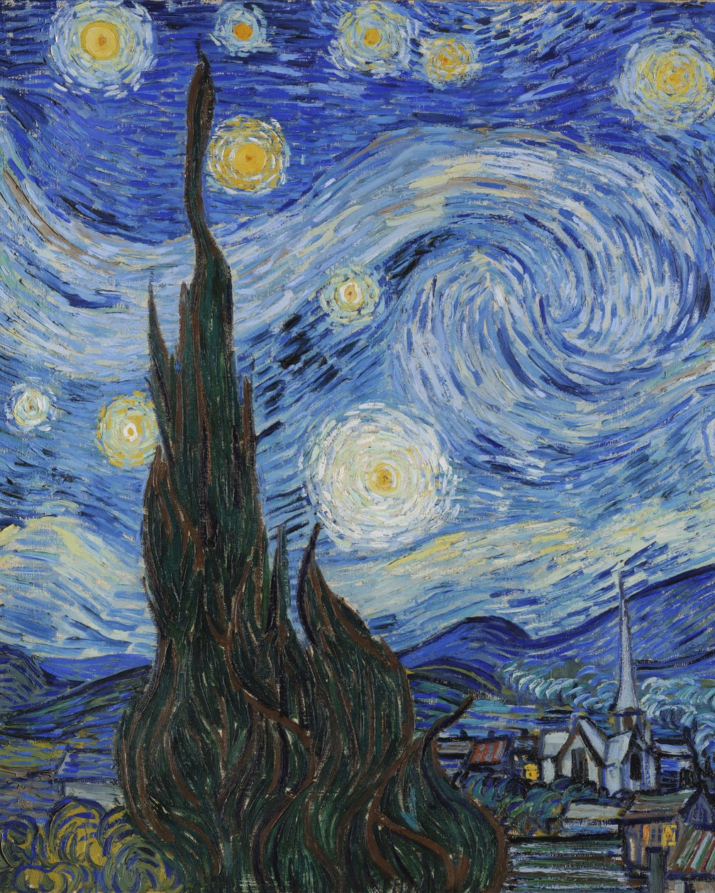 Tähtiyö, kesäkuu 1889 (öljy kankaalle) (yksityiskohta numerosta 702746) tekijältä Vincent van Gogh