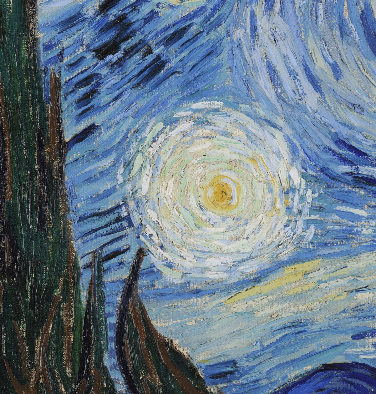 Tähtiyö, kesäkuu 1889 (öljy kankaalle) (yksityiskohta numerosta 702746) tekijältä Vincent van Gogh