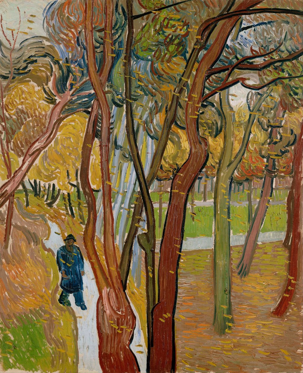 Saint Paulin sairaalan puutarha Lehtien putoaminen, 1889 tekijältä Vincent van Gogh