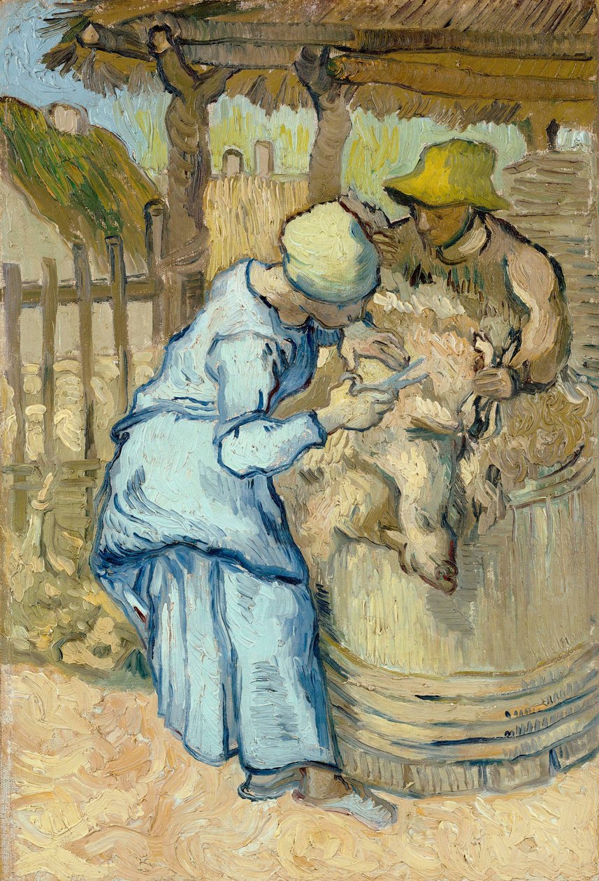Lampaiden keritsijä Milletin jälkeen, 1889 tekijältä Vincent van Gogh