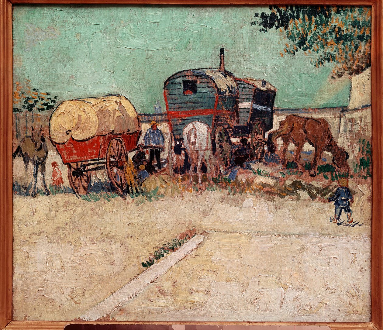 Trailerit, boheemien leiri Arlesin läheisyydessä. Vincent Van Goghin (1853-1890) maalaus tekijältä Vincent van Gogh