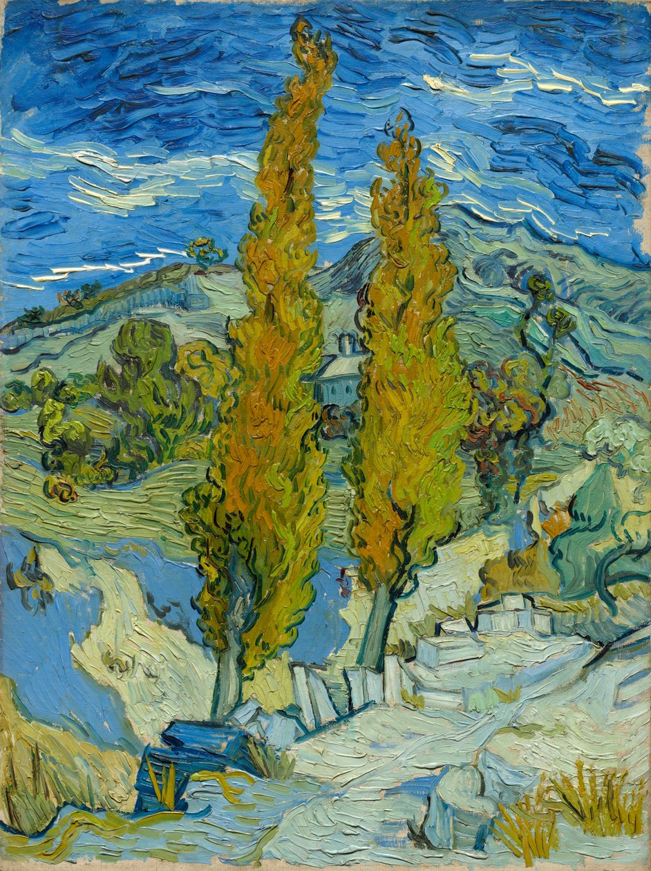 Kaksi poppelia Alpillesissa lähellä Saint-Rémyä tekijältä Vincent van Gogh