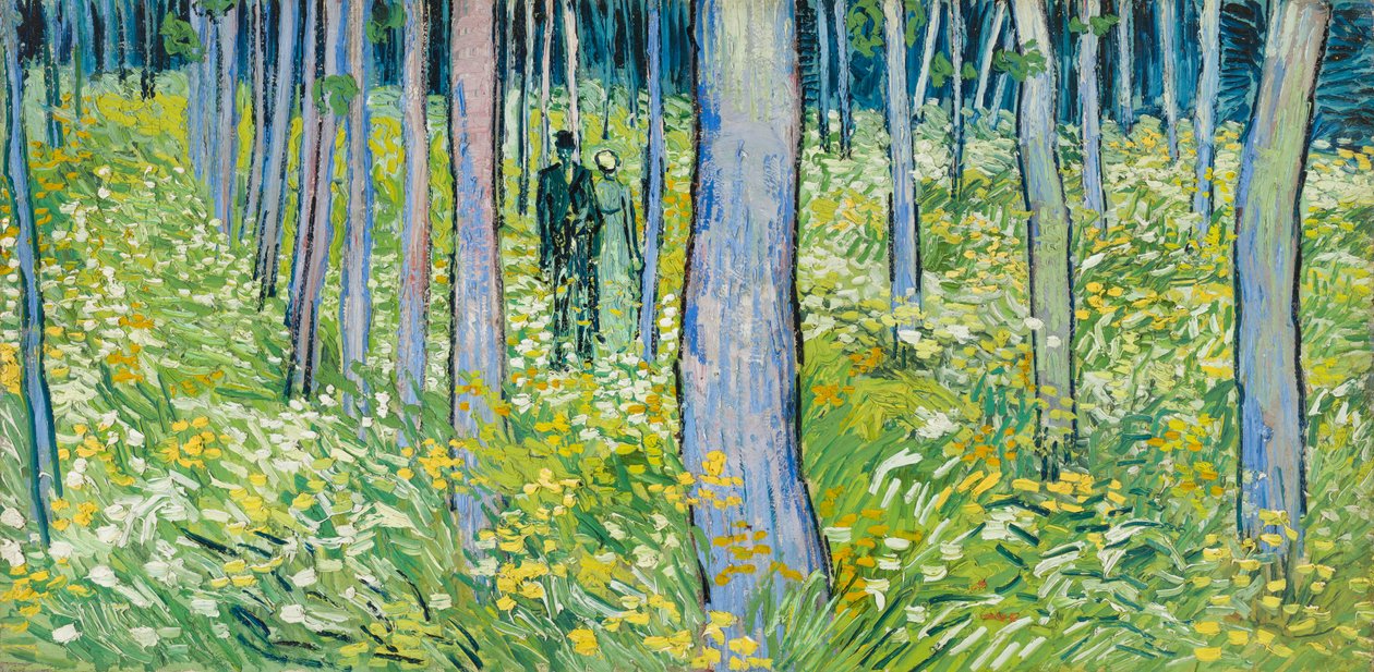 Aluskasvillisuus ja kaksi hahmoa tekijältä Vincent van Gogh