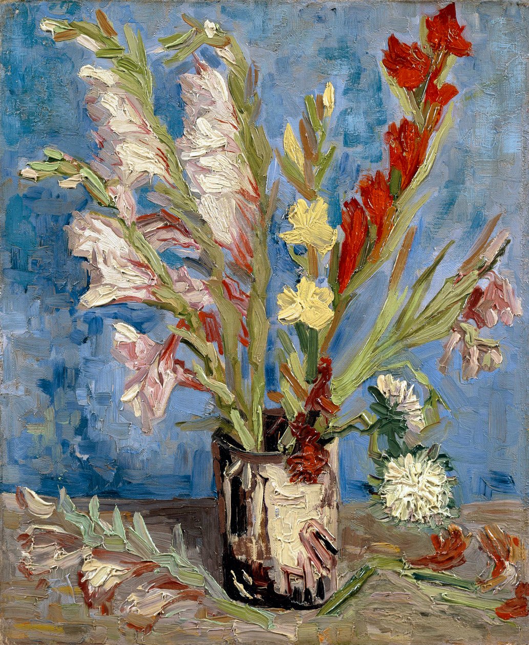 Maljakko gladioleilla ja kiinalaisastereilla, 1886 tekijältä Vincent van Gogh
