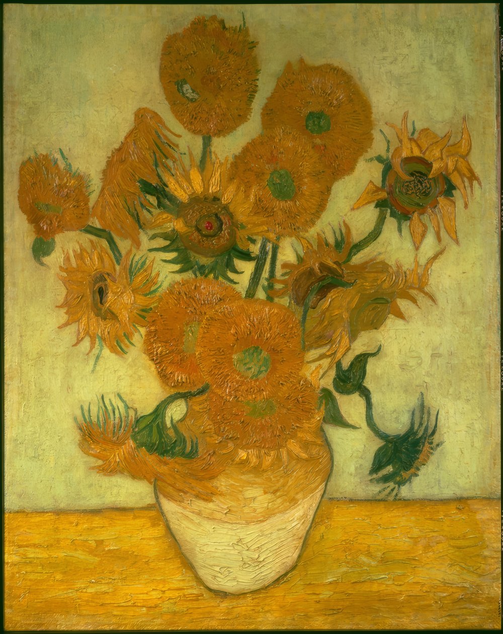 Neljä kymmenen auringonkukkaa maljakossa tekijältä Vincent van Gogh