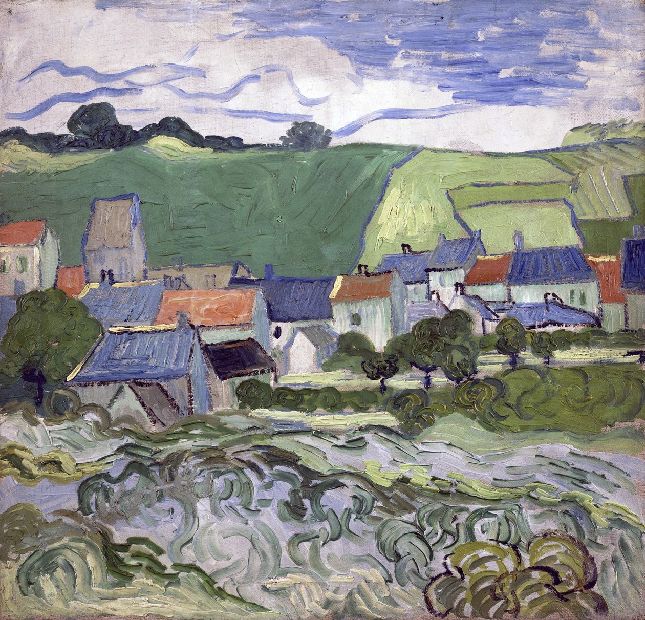 Näkymä Auvers sur Oisesta (Auvers-sur-Oise) (Ranska) - Vincent van Goghin (1853-1890) maalaus, öljy kankaalle tekijältä Vincent van Gogh