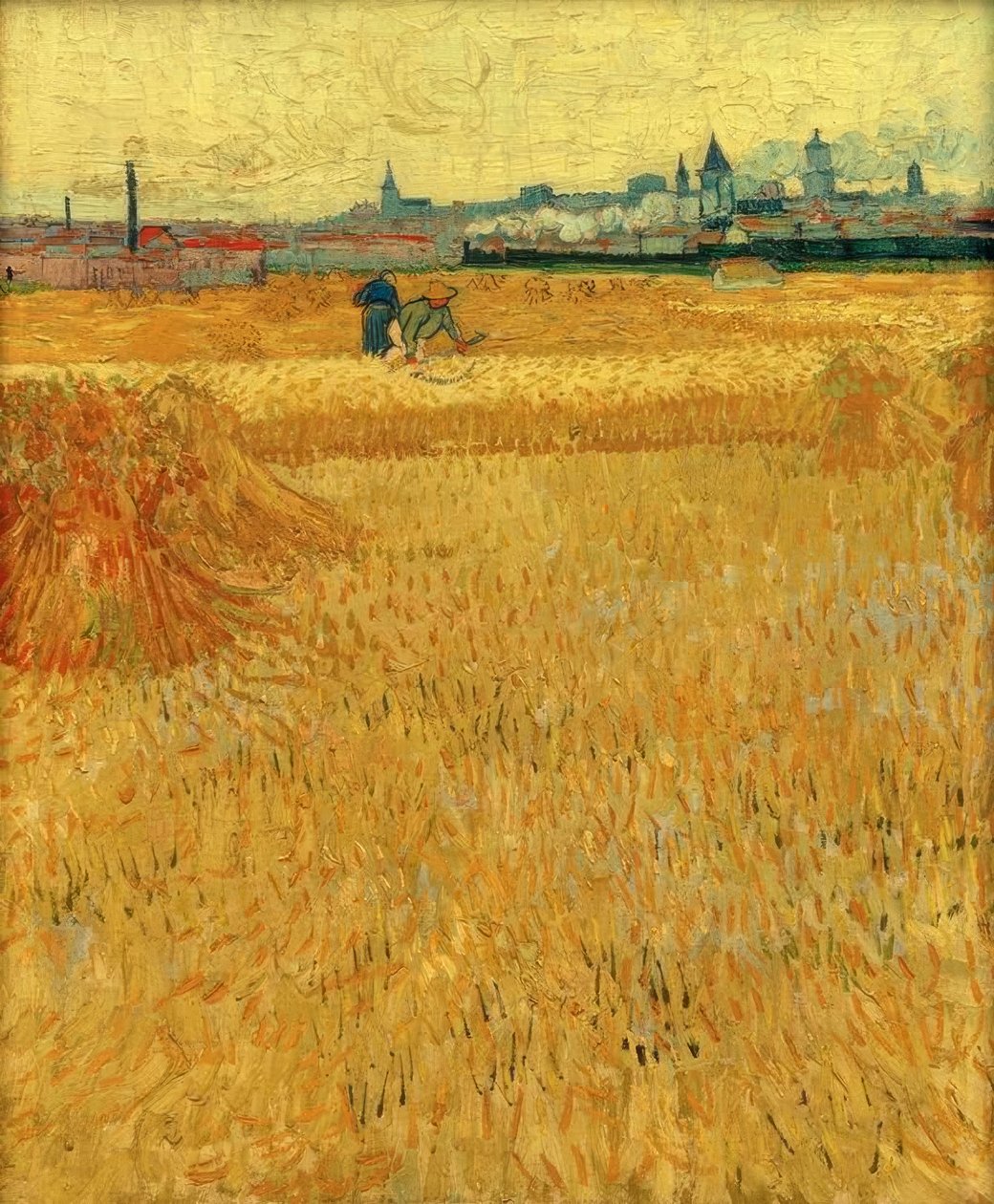 Weizenfeld ja Blick auf Arles tekijältä Vincent van Gogh