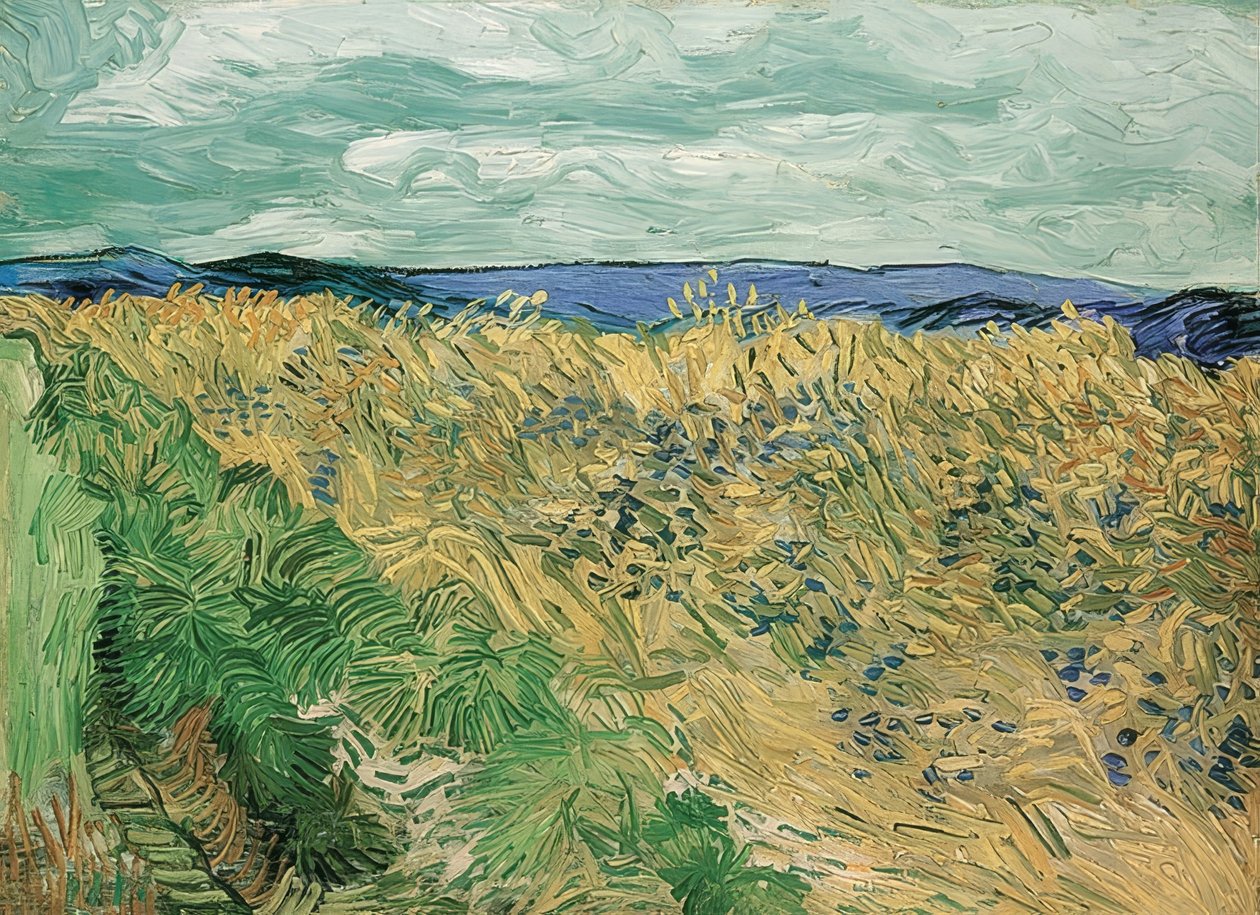 Vehnäpelto ruiskukkailla, Auvers-sur-Oise. 1890 tekijältä Vincent van Gogh