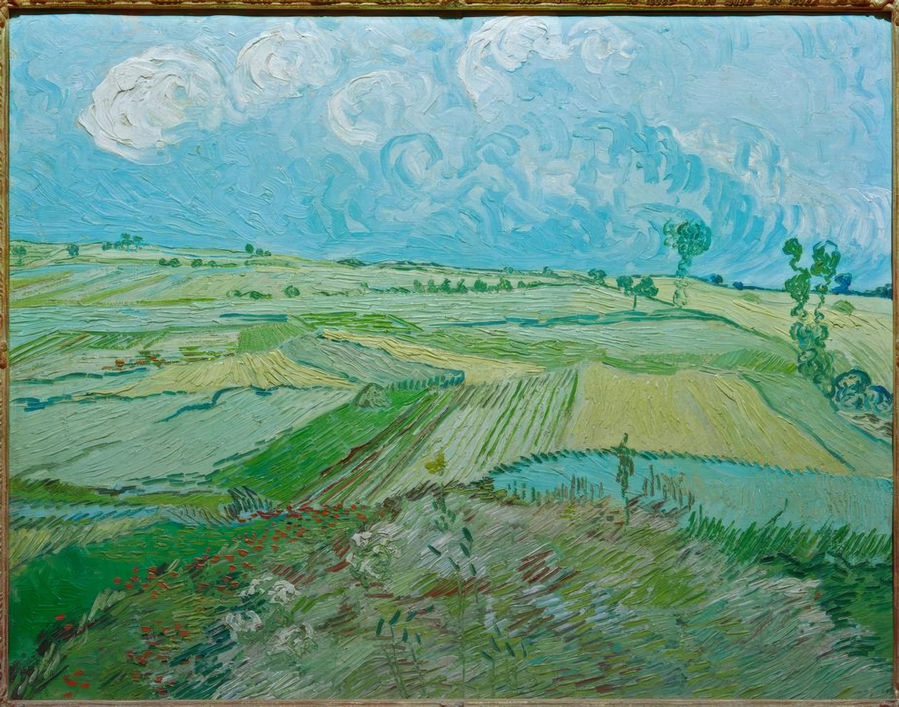 Weizenfelder Auvers mit Regenwolkenissa tekijältä Vincent van Gogh