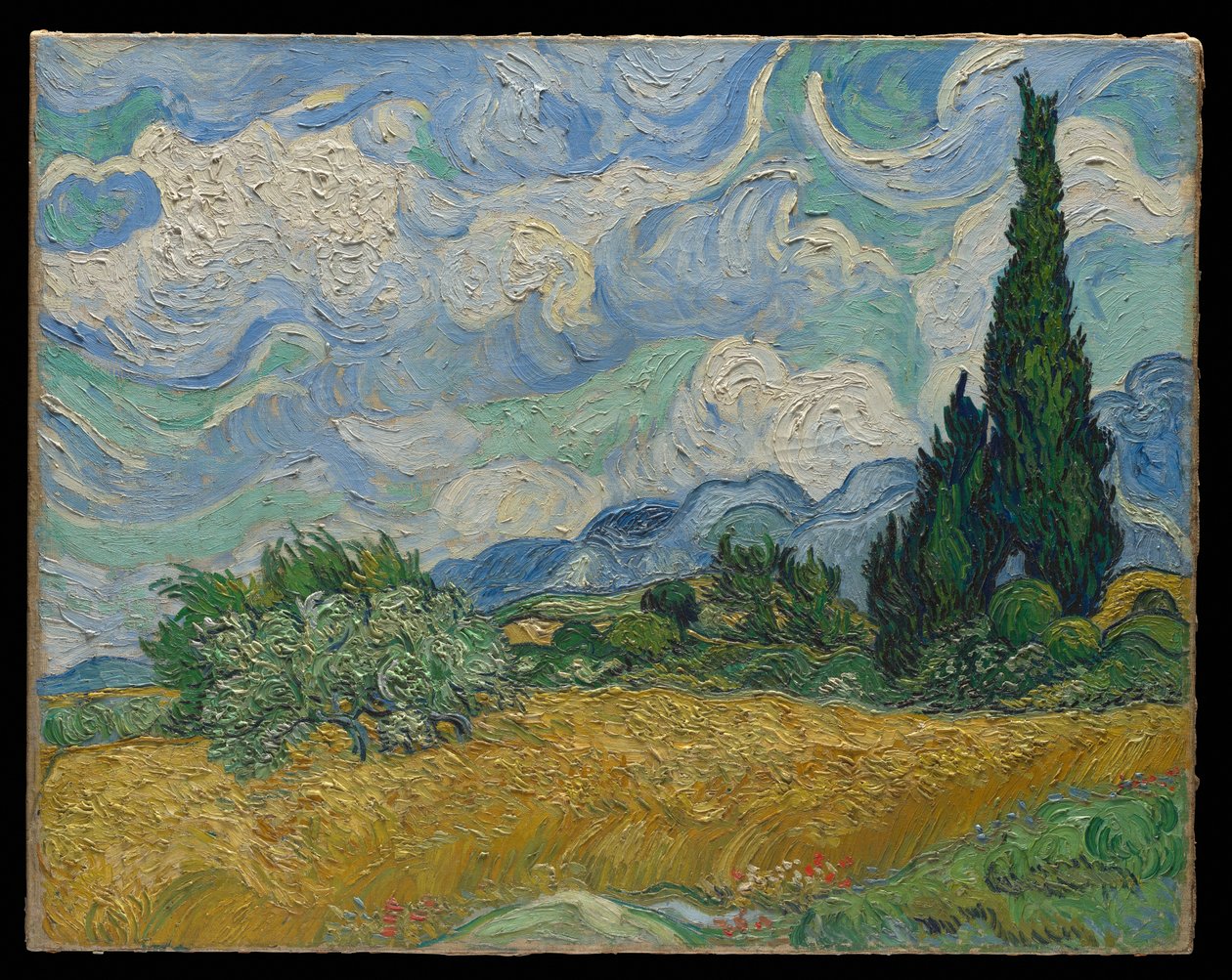Vehnäpelto ja sypressit tekijältä Vincent van Gogh