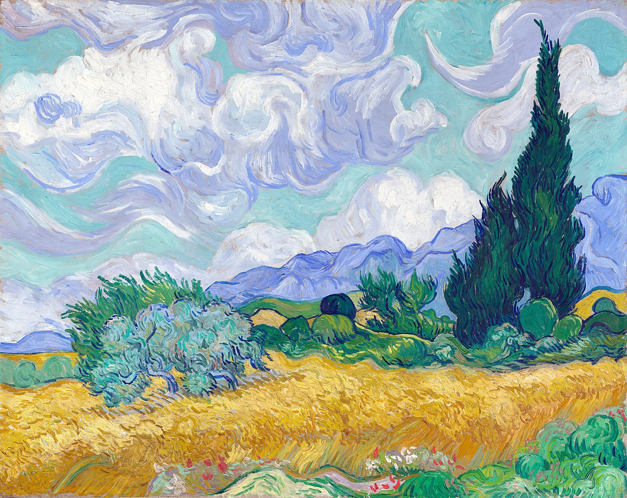 Vehnäpelto ja sypressit tekijältä Vincent van Gogh
