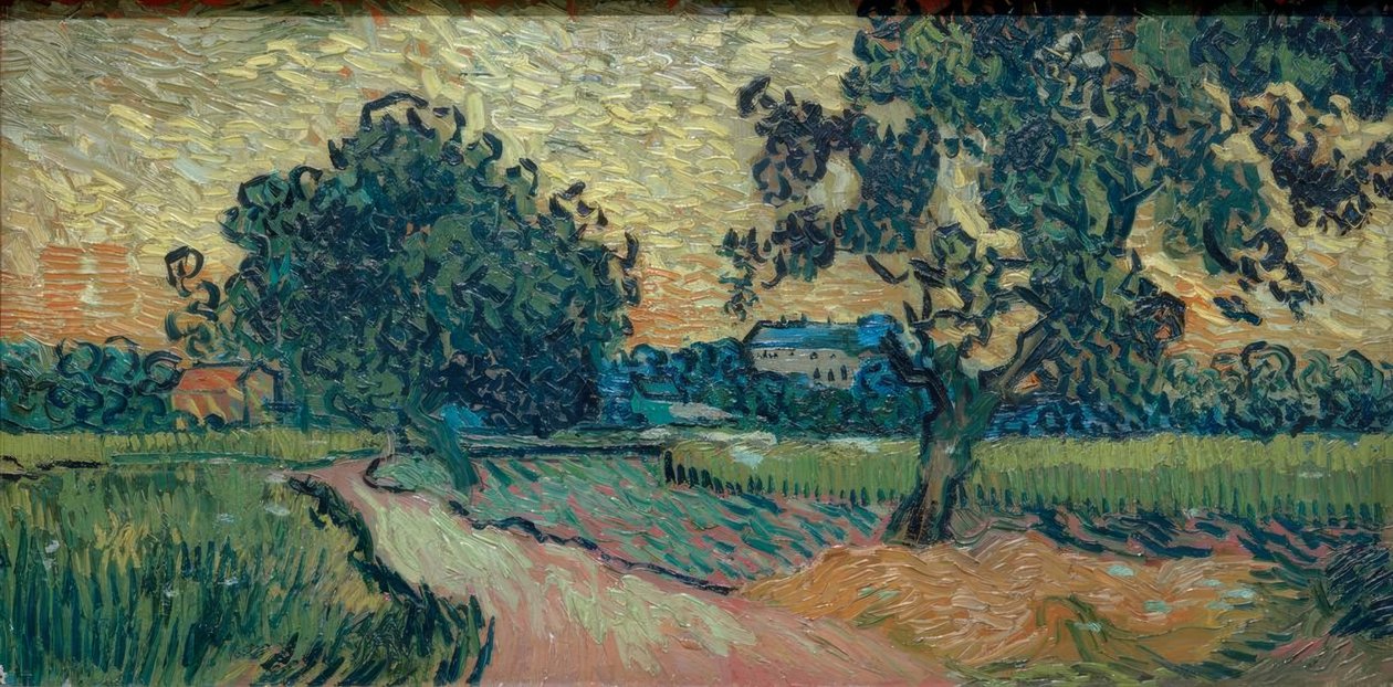 Zwei Birnbäume und das Schloß von Auvers (Landschaft in der tekijältä Vincent van Gogh
