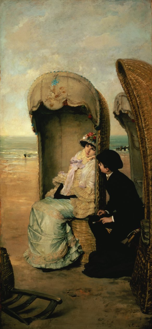 Confidences on the Beach, n. 1883 tekijältä Vincente Gonzalez Palmaroli
