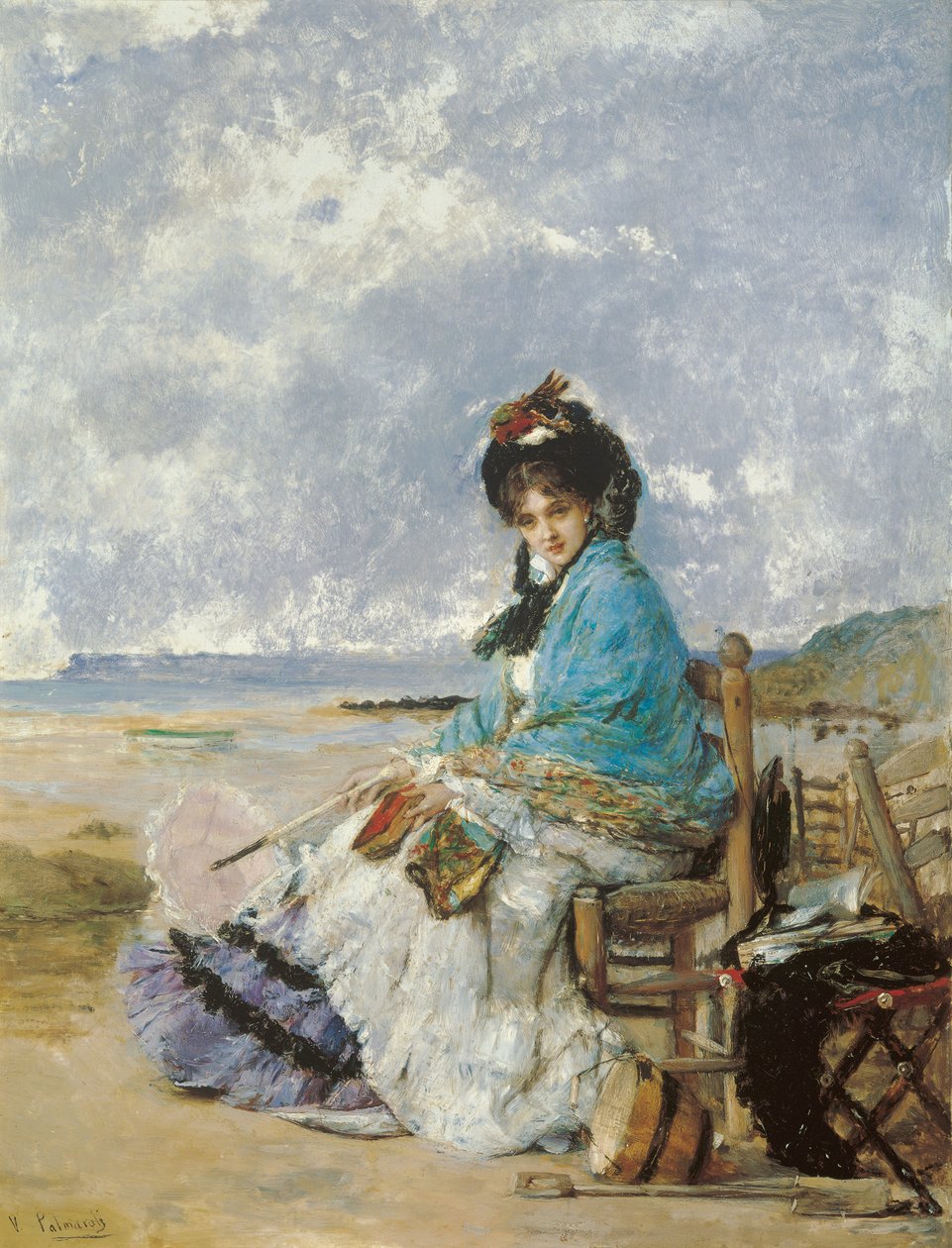 Kesäpäivät - Palmaroli y Gonzalez, Vicente (1834-1896) - noin 1885 - Öljy puulle - 44x32 - Museo Carmen Thyssen, Málaga tekijältä Vincente Gonzalez Palmaroli