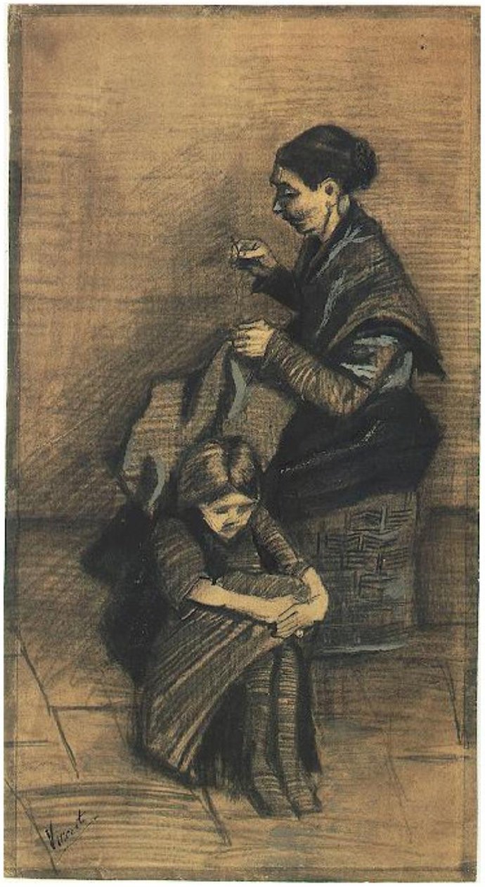Sien, -Koriin istuva, -tytön kanssa F1072 Vincent van Gogh tekijältä Vincent van Gogh