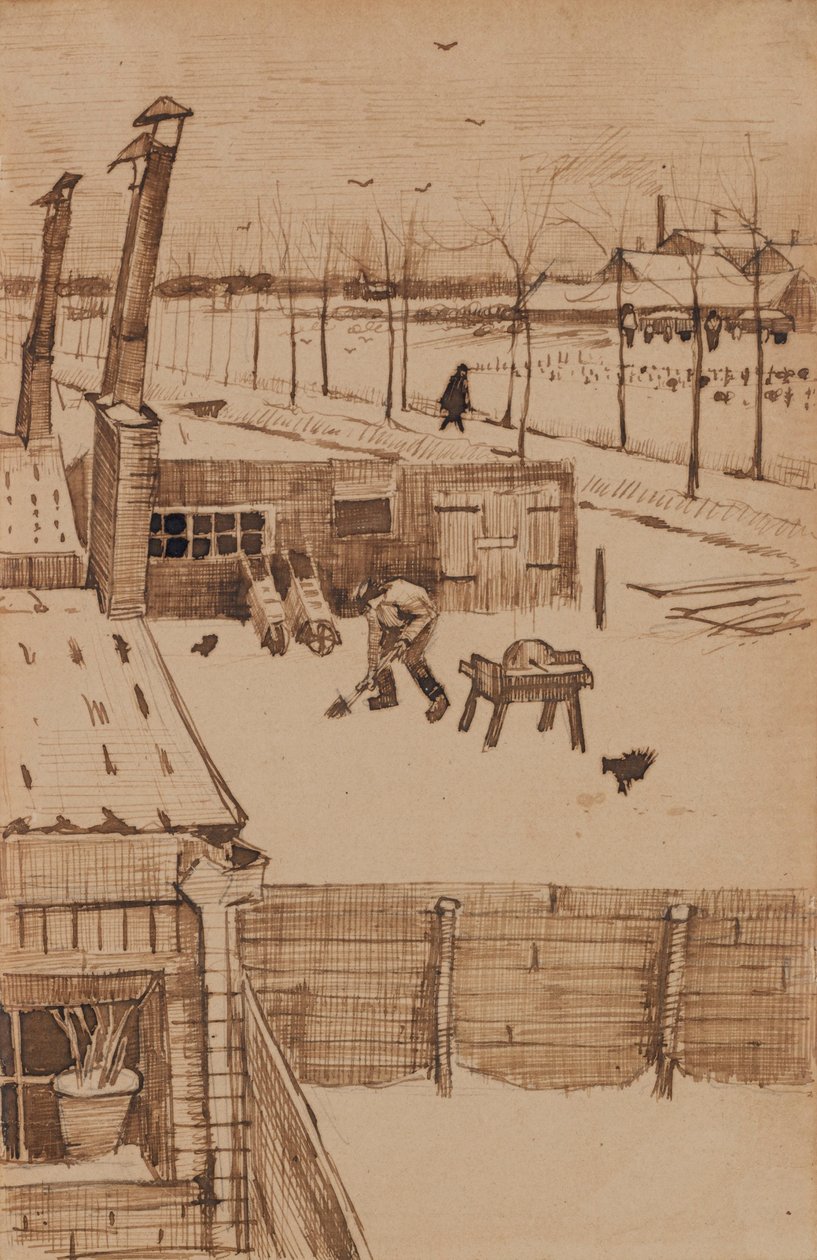Näkymä Vincents -studion ikkunasta talvella I (1883) tekijältä Vincent van Gogh