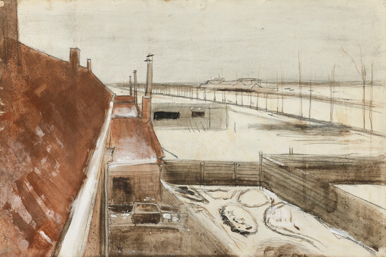 Näkymä Vincents -studion ikkunasta talvella II (1883) tekijältä Vincent van Gogh