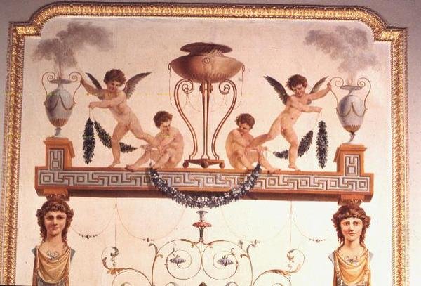 Yksityiskohta Pompeian musiikkihuoneen seinästä, 1777-80 tekijältä Vincenzo Valdre