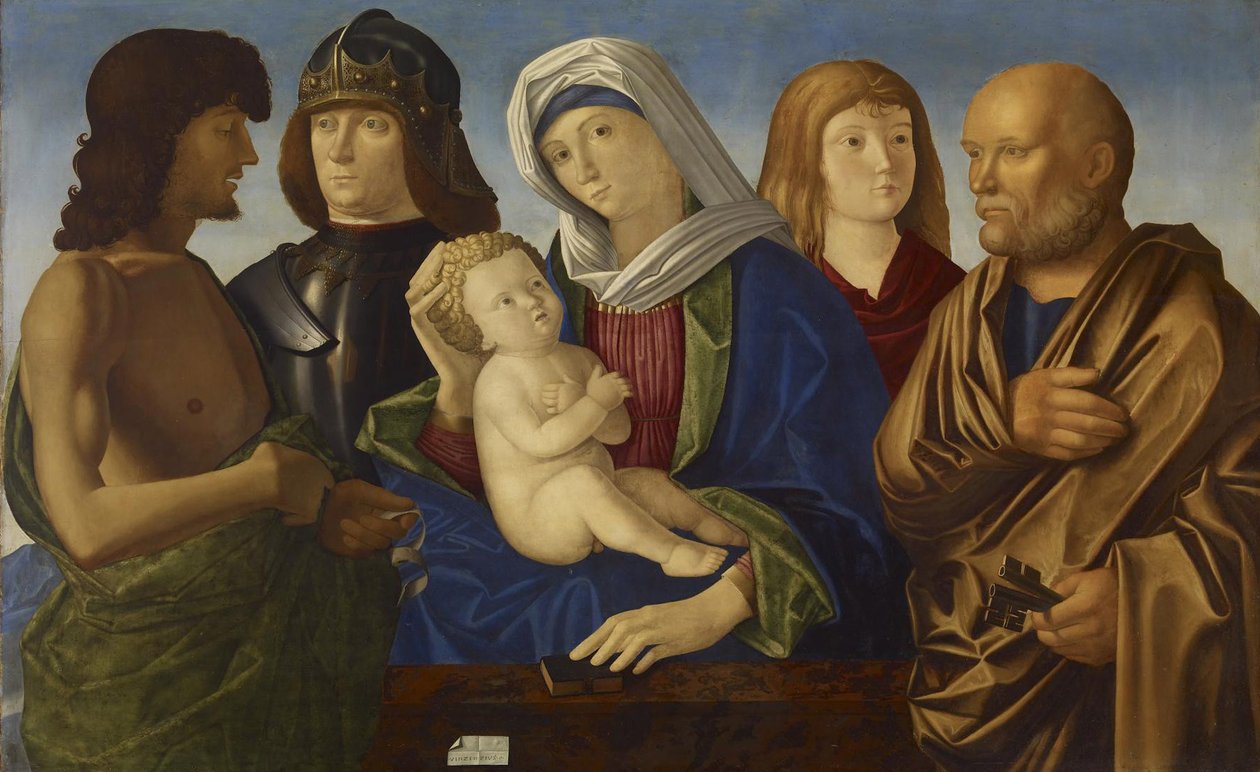 Madonna ja lapsi neljän pyhän kanssa, n. 1500 (maali paneelissa) tekijältä Vincenzo di Biagio Catena