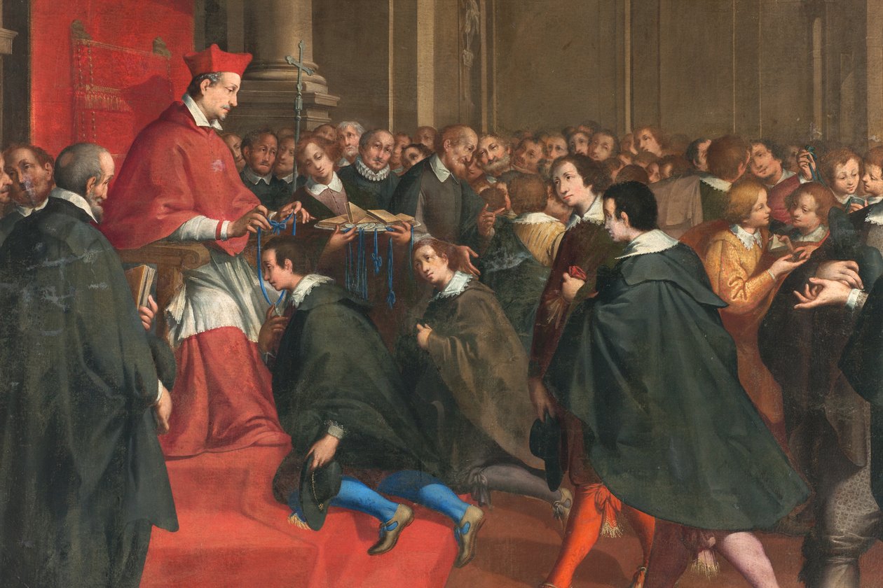 Milano, San Francesco da Paolan kirkko, Fratelli Campi, kardinaali Federico järjestää kristillisen opin mestareiden ryhmän tekijältä Vincenzo and Campi Antonio Campi