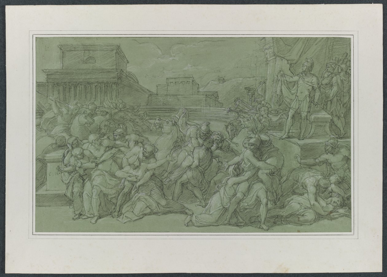 Sabiinien raiskaus, n. 1820. tekijältä Vincenzo Camuccini