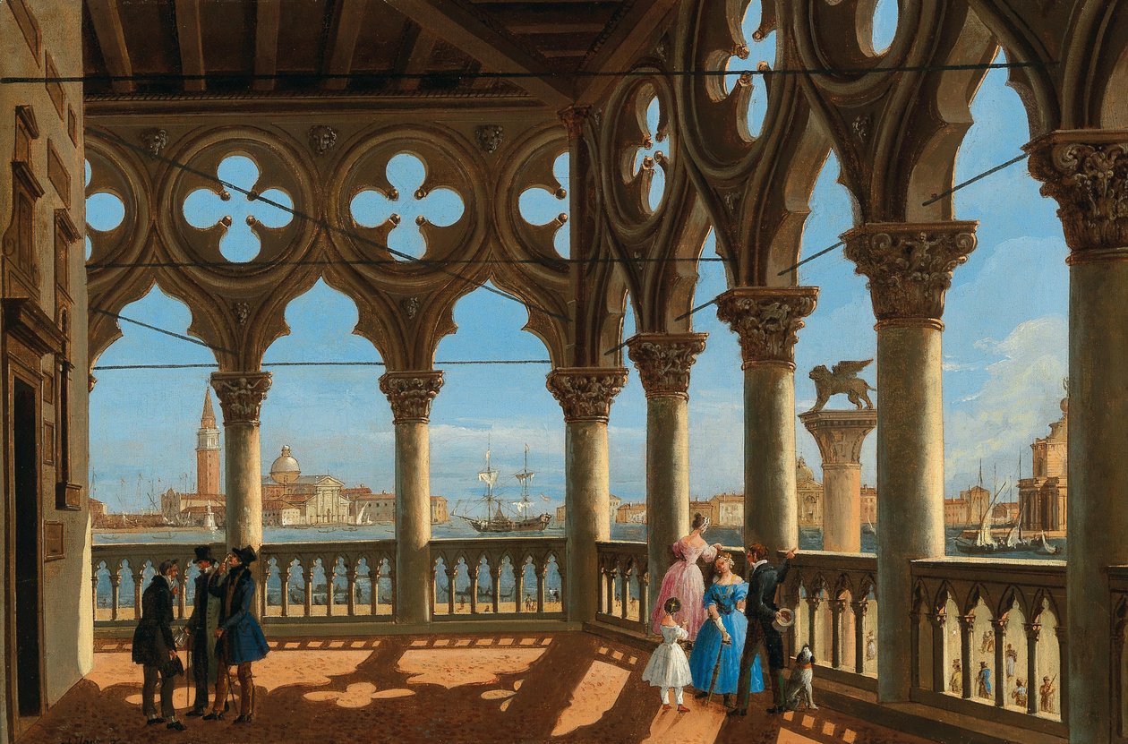 Näkymä Bacino di San Marcolle Venetsian Palazzo Ducalen loggiasta. tekijältä Vincenzo Chilone