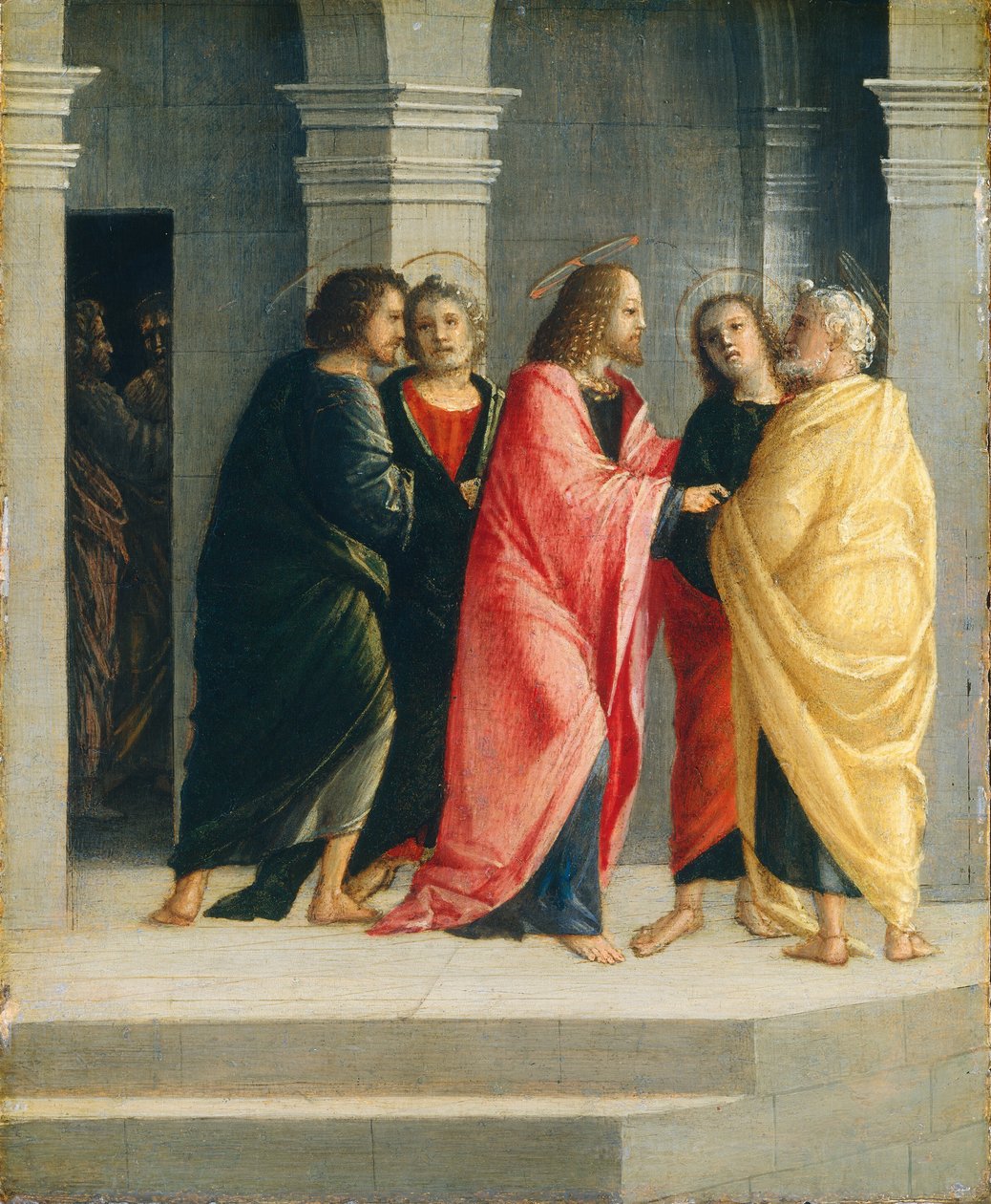 Kristus neuvoi Pietaria ja Johanneksia valmistautumaan pääsiäiseen, 1504. tekijältä Vincenzo Civerchio