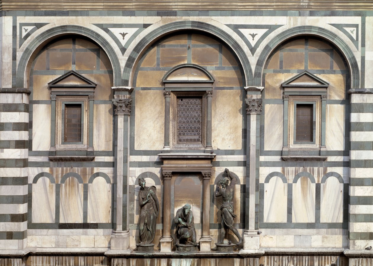 Pyhä Johannes Kastaja, Hänen teloittajansa ja Salome (Firenzen kastekappelin yksityiskohta) - veistos 1571 tekijältä Vincenzo Danti