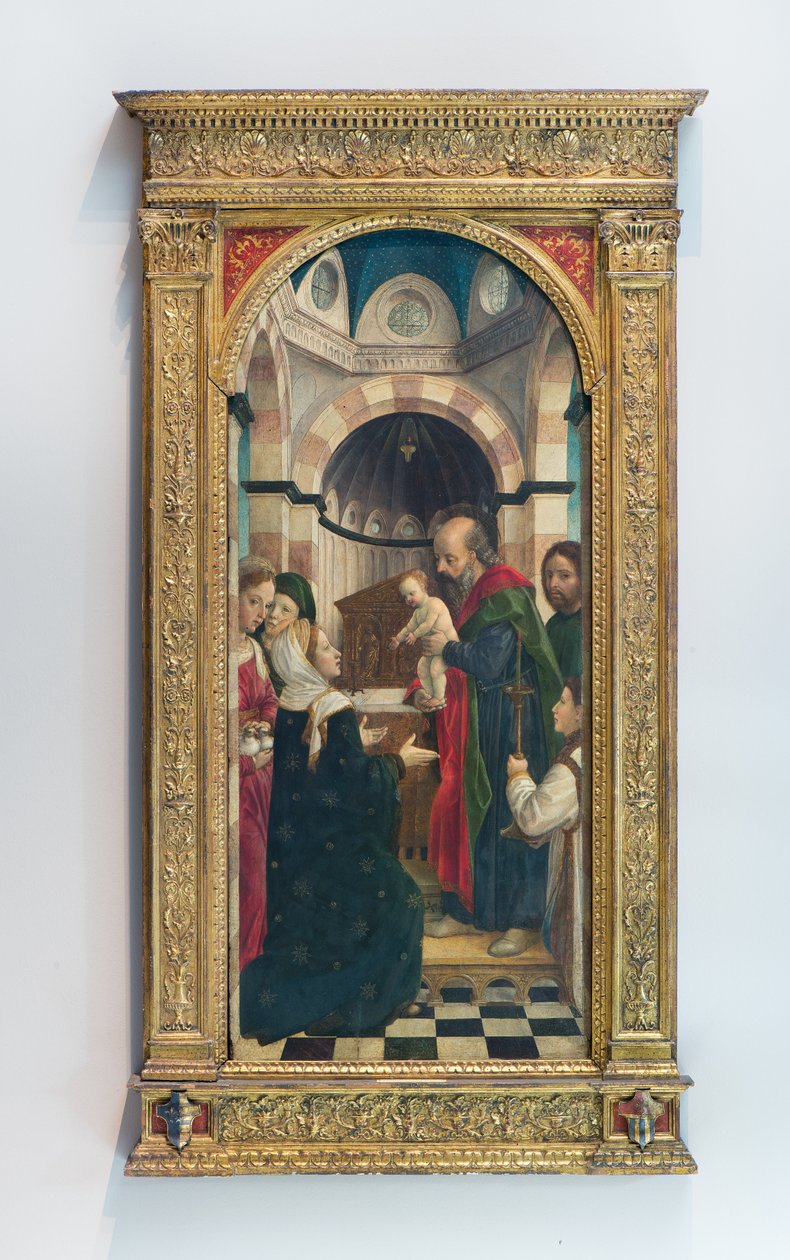 Jeesuksen esitys temppelissä, n. 1470 (tempera paneelissa) tekijältä Vincenzo Foppa