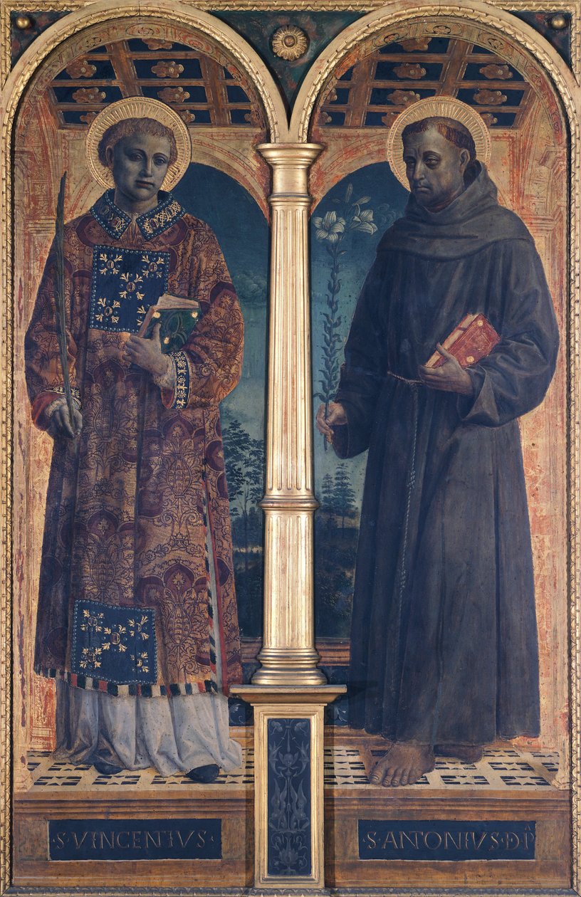 Saints Vincent ja Anthony, Santa Maria delle Grazien alttaritaulun sivuosasto, Vincenzo Foppa (noin 1427-noin 1515) tekijältä Vincenzo Foppa