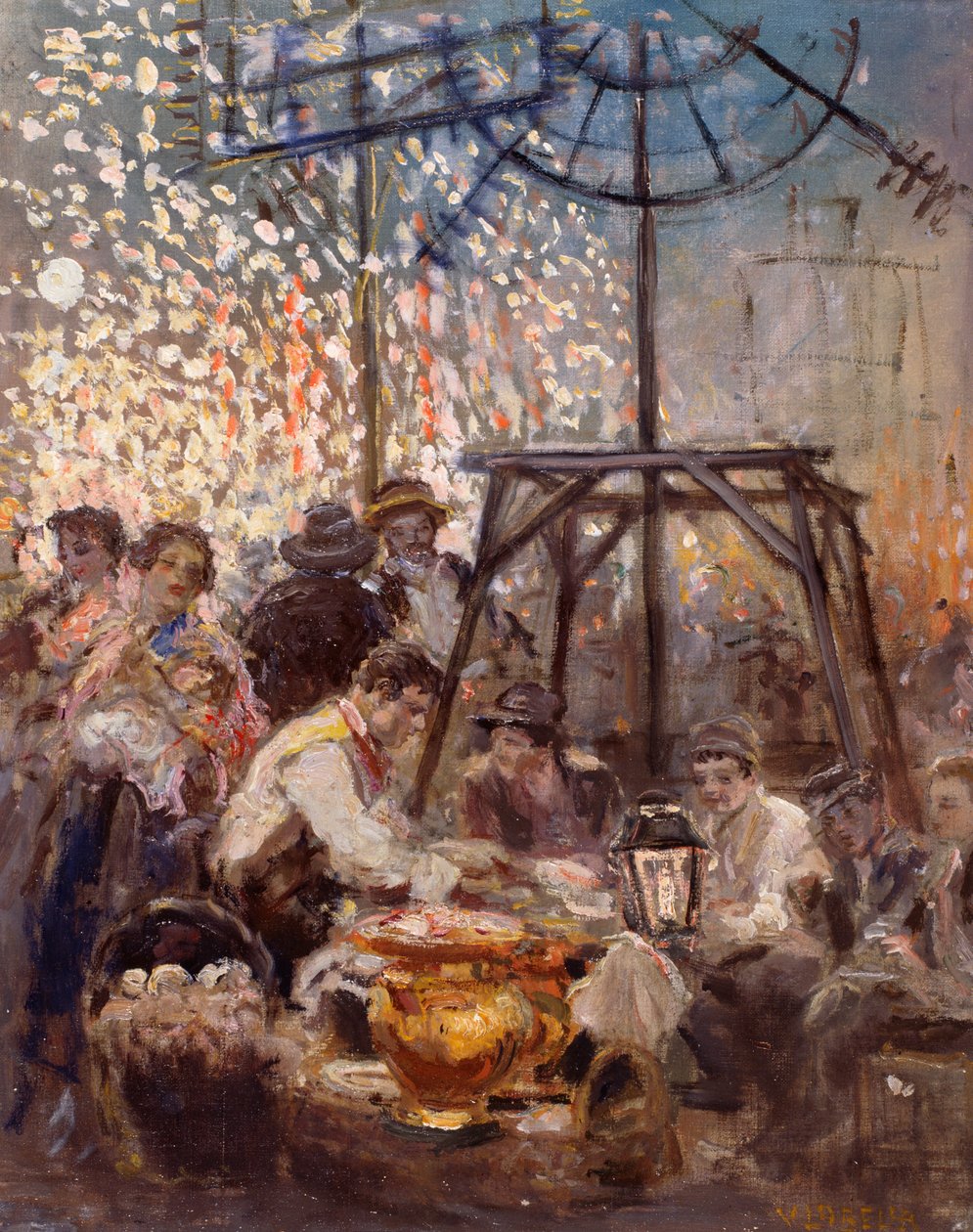 Vincenzo La Bellan (1872-1954) mustekalan myyjä Piedigrotassa tekijältä Vincenzo La Bella