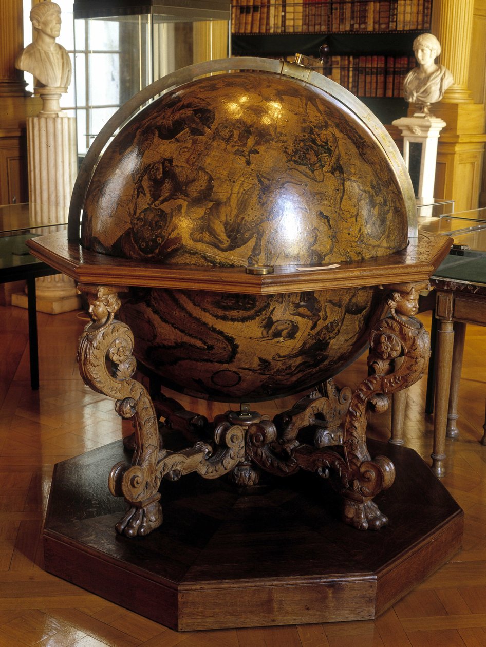 Coronellin taivaanpallo Gatellierin pituuspiirille. Tämän maapallon on valmistanut fransiskaanimunkki Vincenzo Coronelli (1650-1718). Institut de France Paris. tekijältä Vincenzo Maria Coronelli