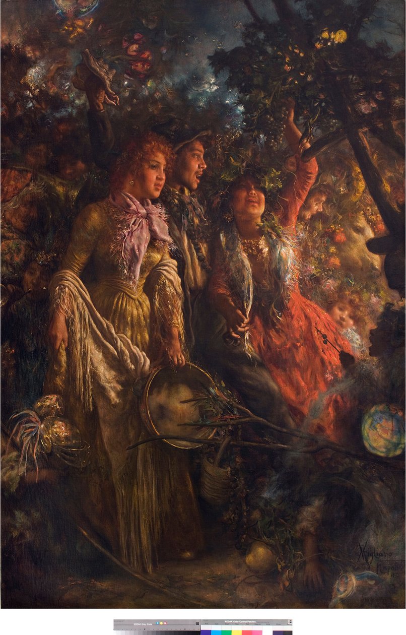 Genre Scene or Harvest (Sadonkorjuu) Vincenzo Migliaron (1858-1938) maalaus 1895 Yksityinen kokoelma tekijältä Vincenzo Migliaro