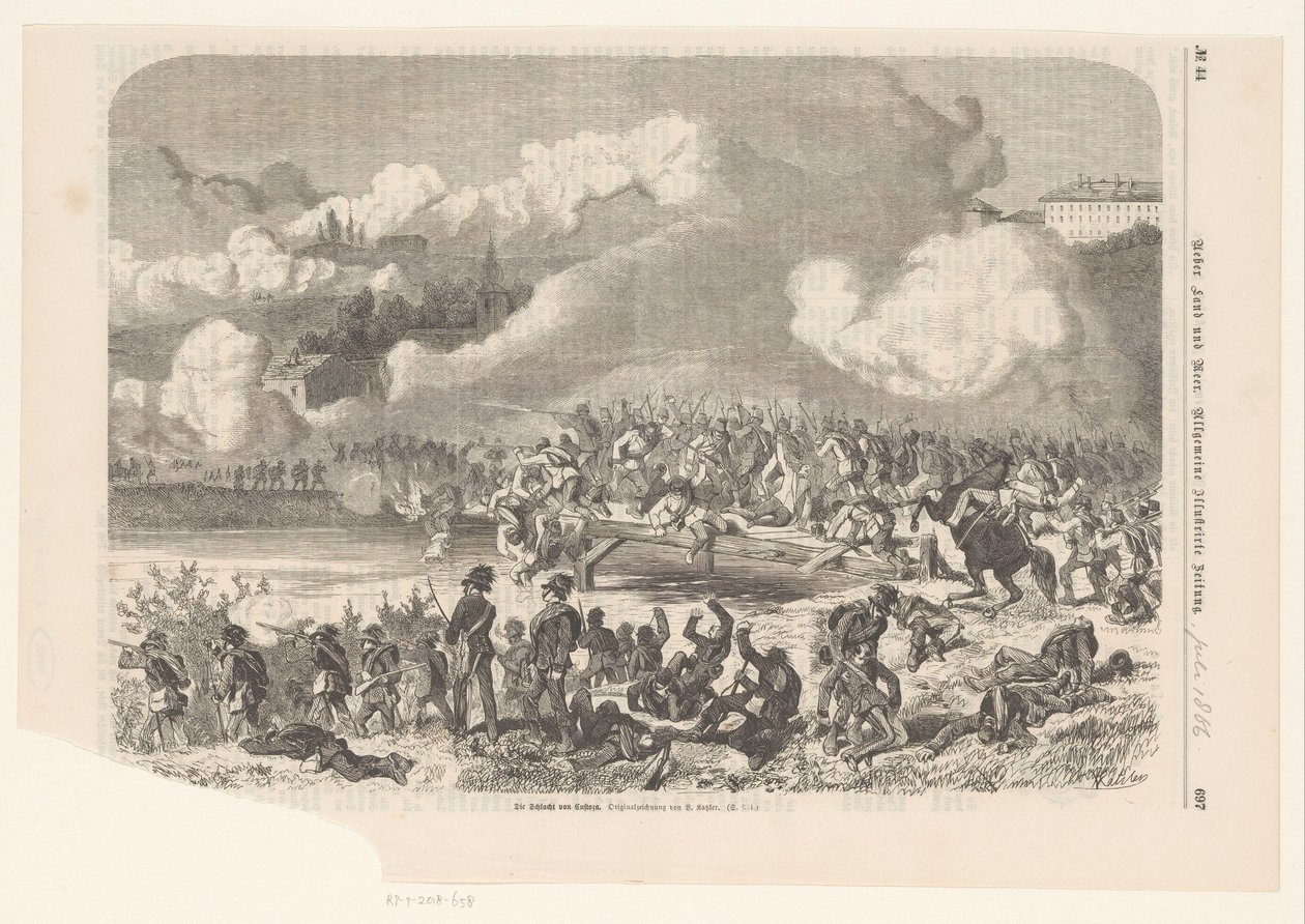 Custozan taistelu, 1866 Die Schlacht con Custoza (otsikko esineessä) tekijältä Vinzenz Katzler