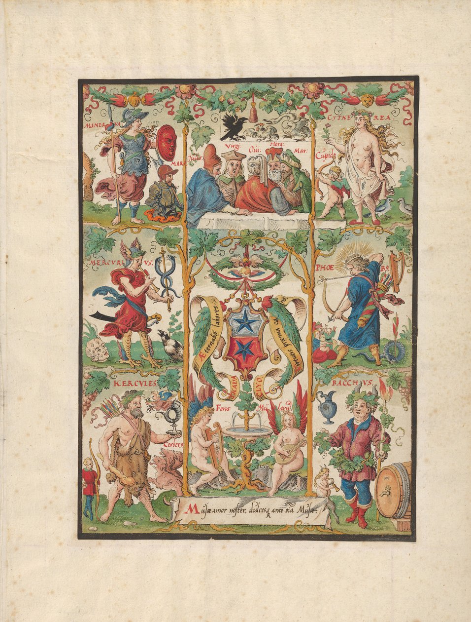 Klassinen allegoria Ochsenfelderin käsivarsilla, 1500-luvun puoliväli. tekijältä Virgil Solis