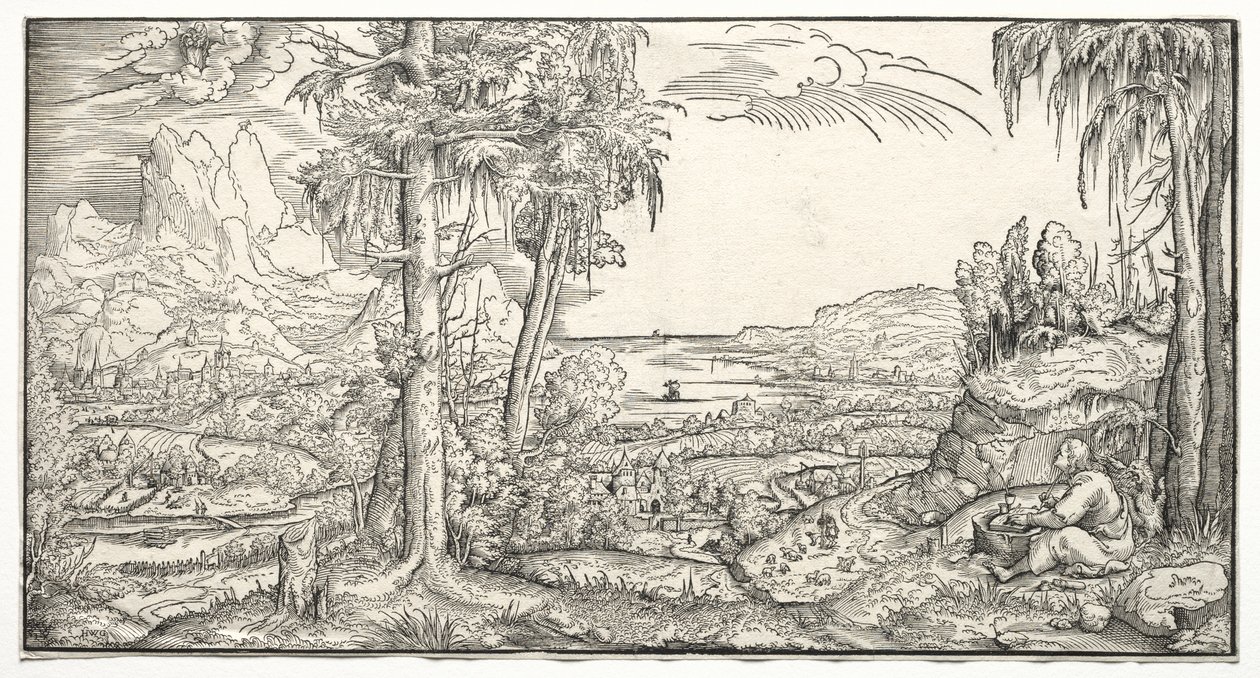 Pyhä Johannes Patmoksen saarella, n. 1545-55. tekijältä Virgilius Solis