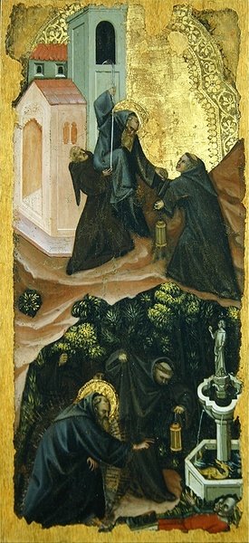 Kohtauksia Pyhän Anthony Abbotin elämästä (tempera paneelissa) tekijältä Vitale da Bologna Vitale da Bologna