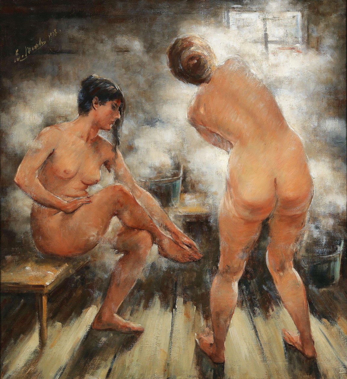 Venäläisessä höyrysaunassa, 1918. tekijältä Vitali Gavrilovich Tikhov