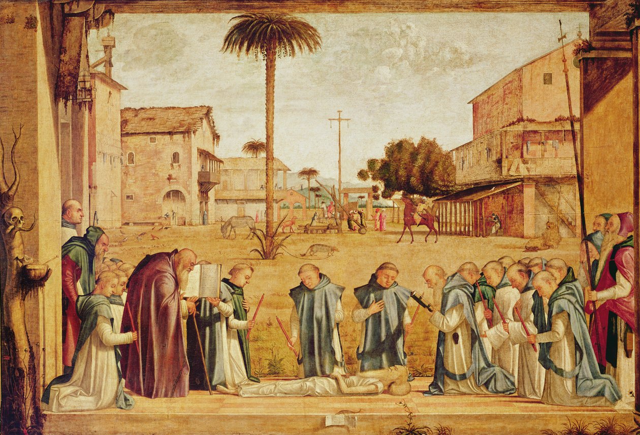 Pyhän Hieromuksen hautaus, n. 1507-1509 tekijältä Vittore Carpaccio
