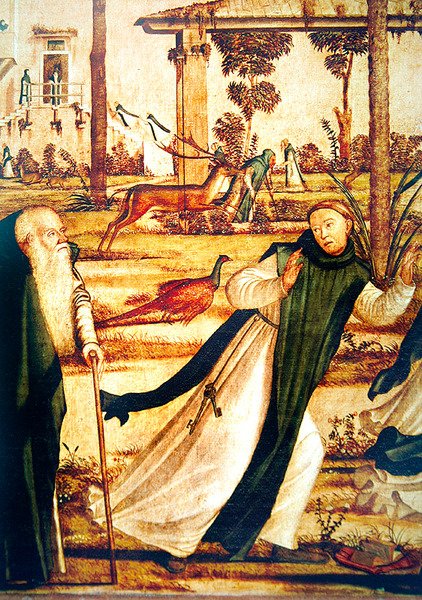 Yksityiskohta St. Jerome kesyttämisestä leijonasta, n. 1501-09 tekijältä Vittore Carpaccio