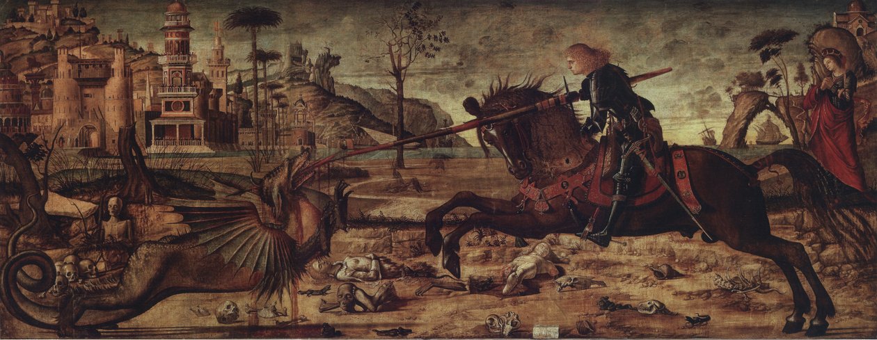 Hl. Georg im Kampf gegen den Drachen tekijältä Vittore Carpaccio