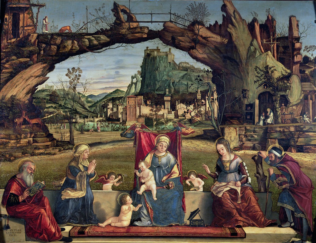 Pyhä keskustelu, n. 1500 (katso lisätietoja numerosta 84003) tekijältä Vittore Carpaccio