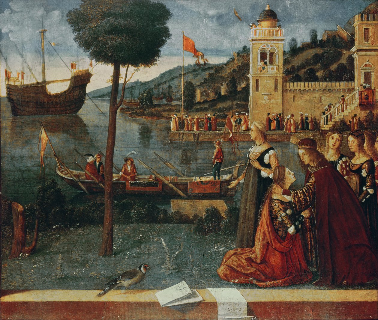 Pyhä Ursula jättää jäähyväiset isälleen, noin 1500 tekijältä Vittore Carpaccio