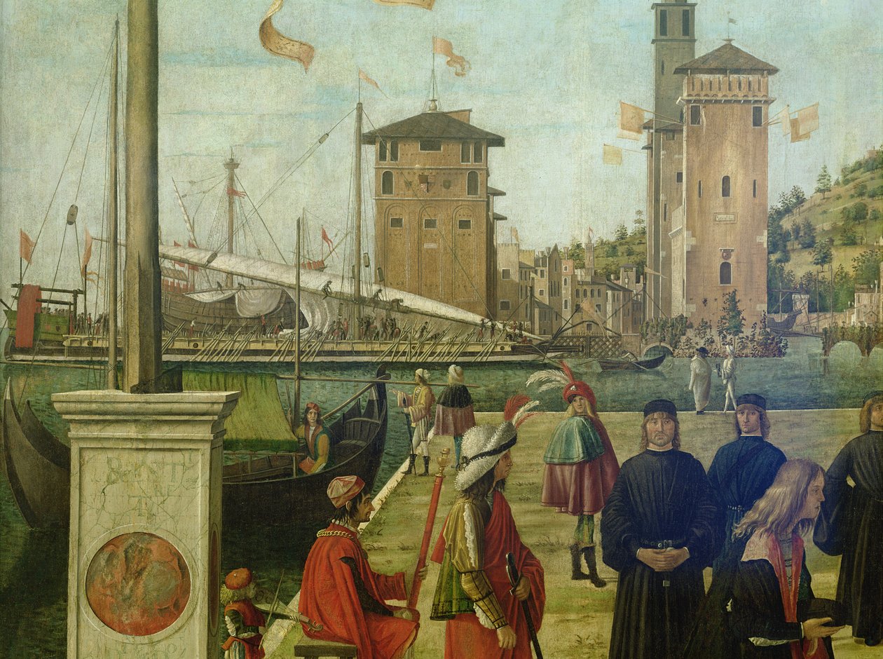 Suurlähettiläiden paluu, St. Ursula Cycle, 1490-94 yksityiskohta 51114 tekijältä Vittore Carpaccio